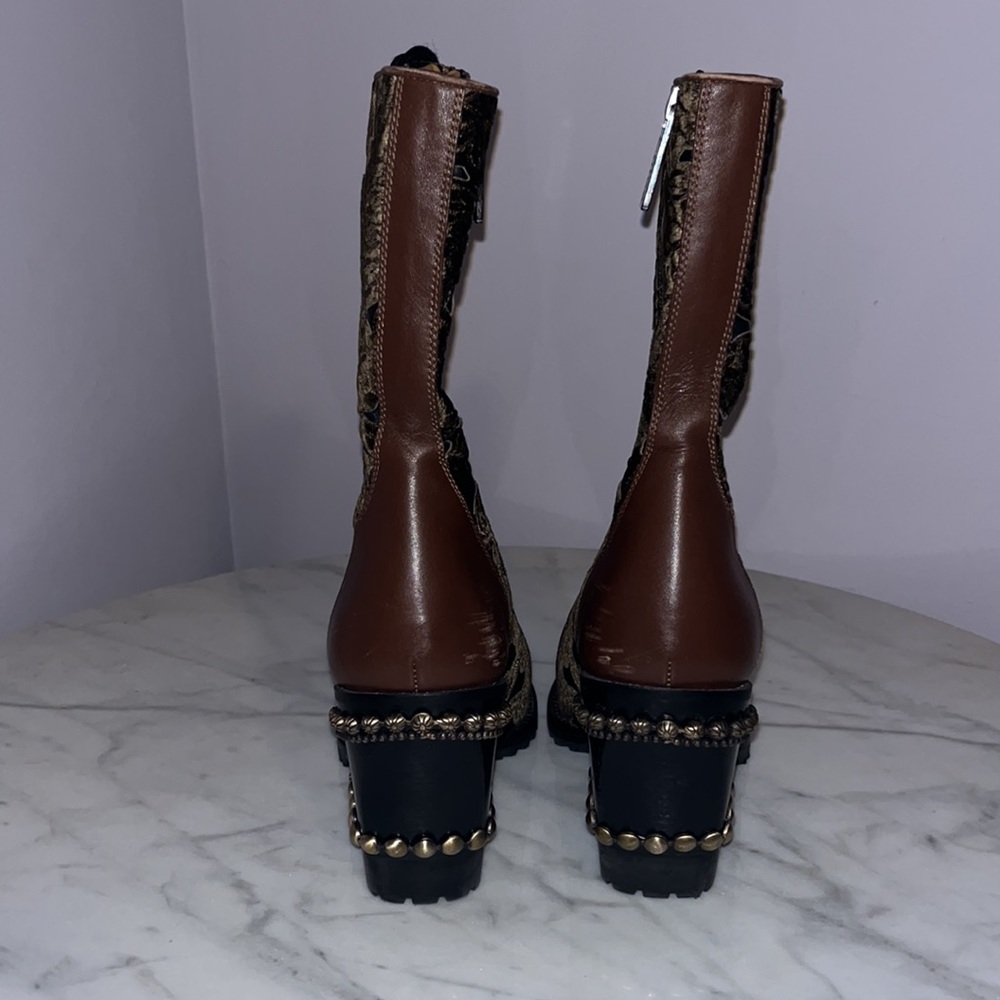 CHOLE Rylee Baroque Velvet Lace Up Boots - Picture 4 of 6